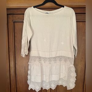 Place National White Lace Trim Tunic Dress